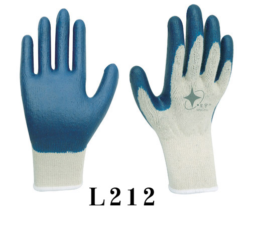 L212 十针照光棉纱线天然乳胶光面手套